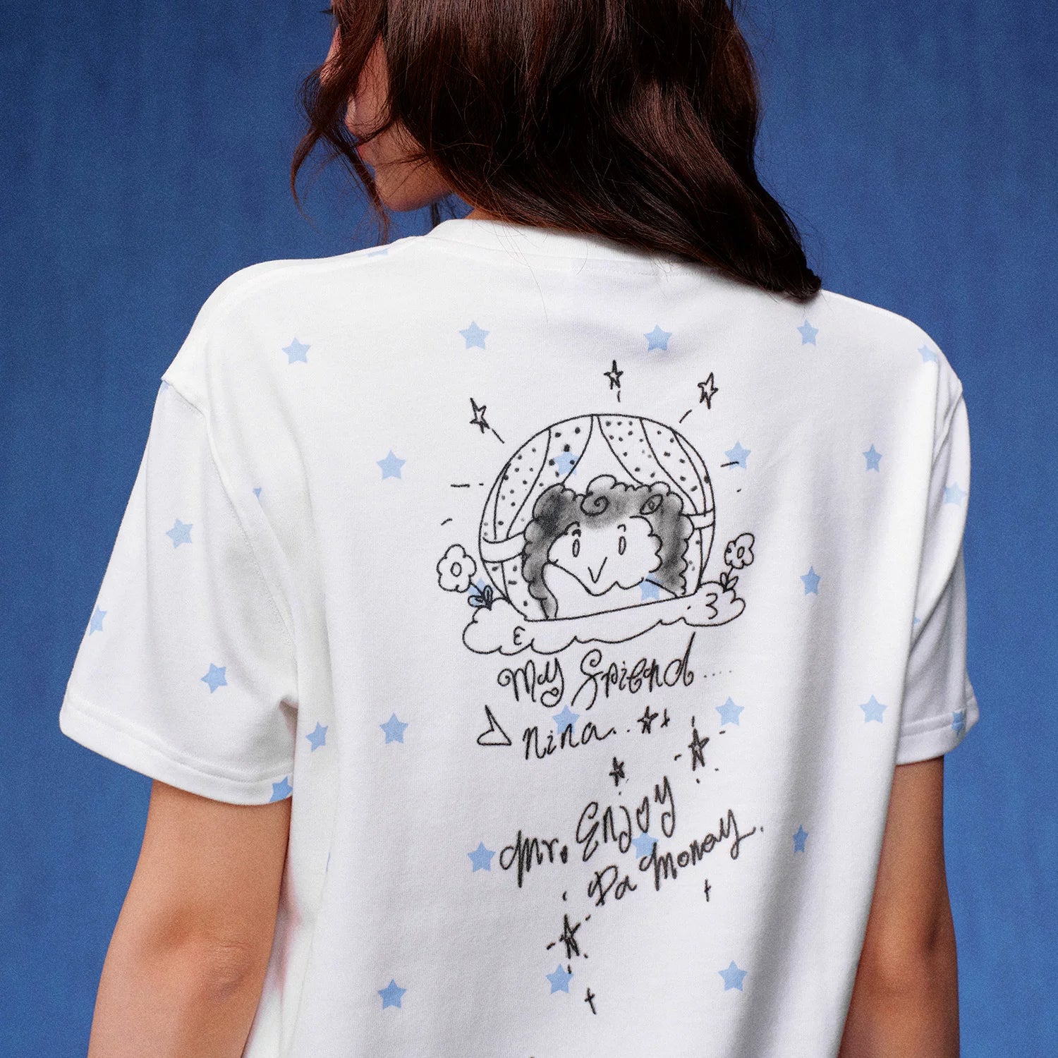 MEDM and Friends' Day Printed Full Star Casual Round Neck Short Sleeve Trendy Soft Skin friendly Loose T-shirt