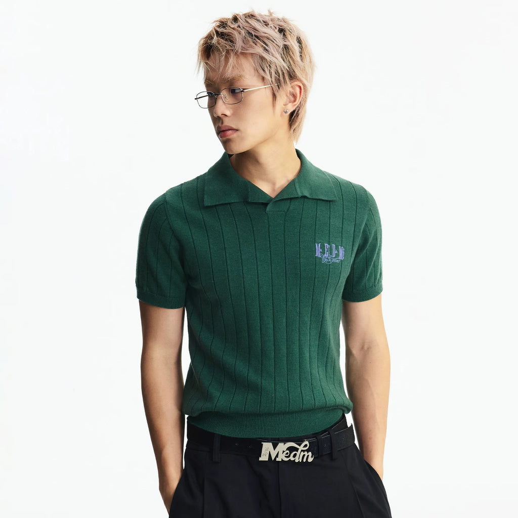 MEDM low-key old money style simple knitted casual short sleeved commuting loose collar men's and women's Polo knitted shirt summer