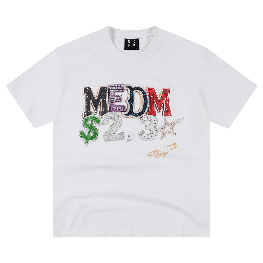 MEDM 珠宝字母热固油印花休闲短袖美式街头索罗娜凉感防晒情侣T恤