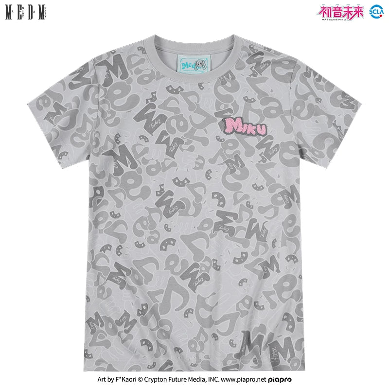 MEDMx Hatsune Miku Women's AOP Camouflage Short Sleeve T-shirt 2025 New Summer Casual Loose Top