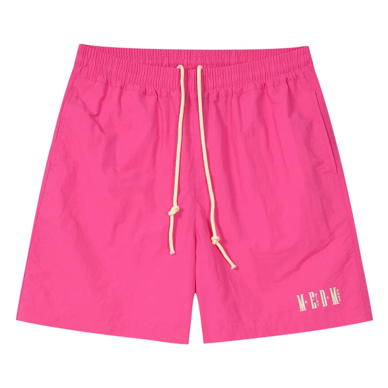 MEDM Beach Sports Speed Drying Functional Letter Embroidered Casual Pants Commuter Versatile Multi Color Drawstring Loose Shorts