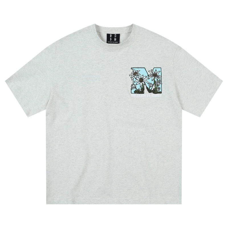 MEDM26SS large M hand-painted daisy flower short sleeve T-shirt for men and women China-Chic brand summer new American loose top