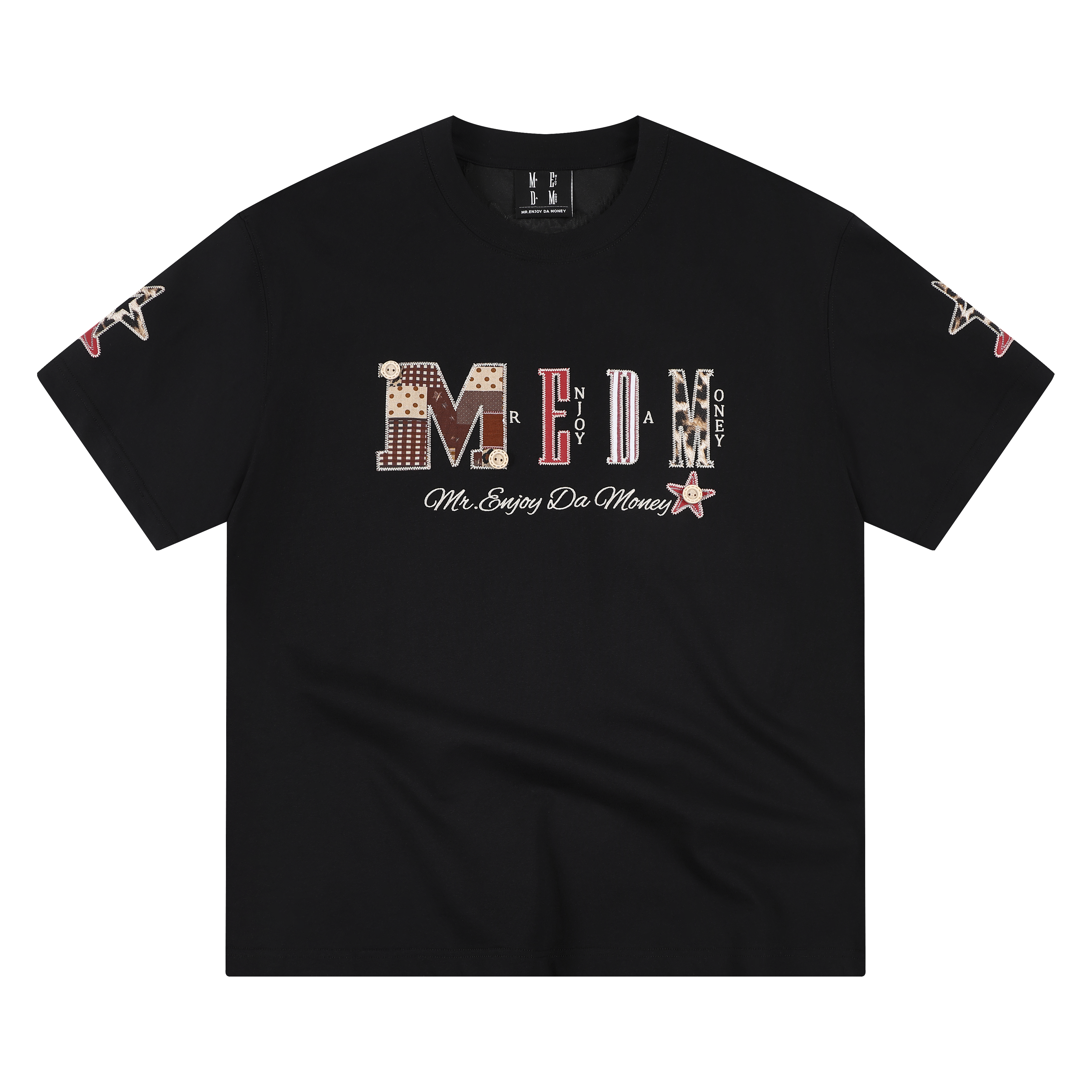 MEDM leather leopard print collage large logo casual round neck short sleeved American retro style loose couple T-shirt summer