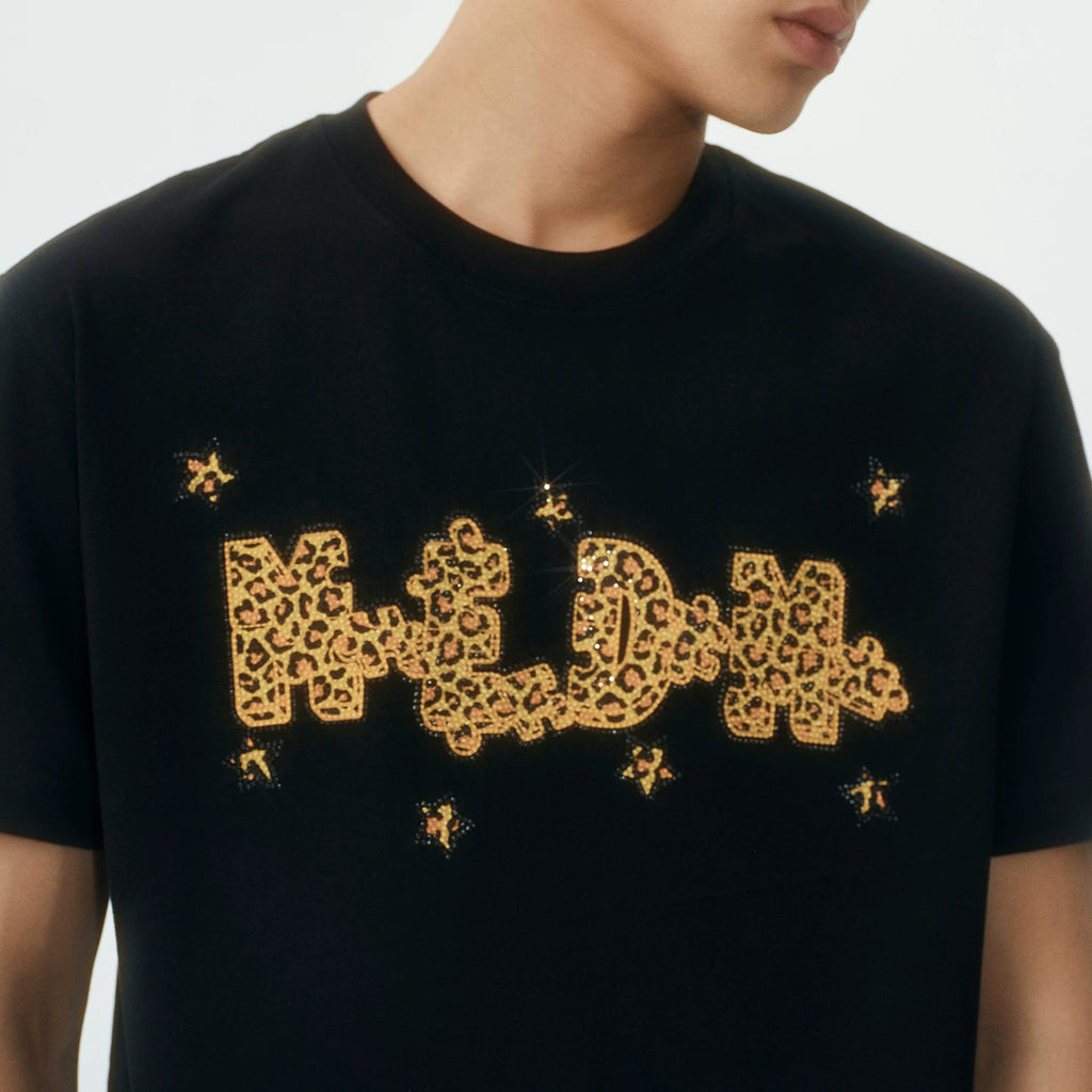 MEDM wild fun flash puzzle full diamond casual round neck short sleeved street retro neutral style cool loose T-shirt summer